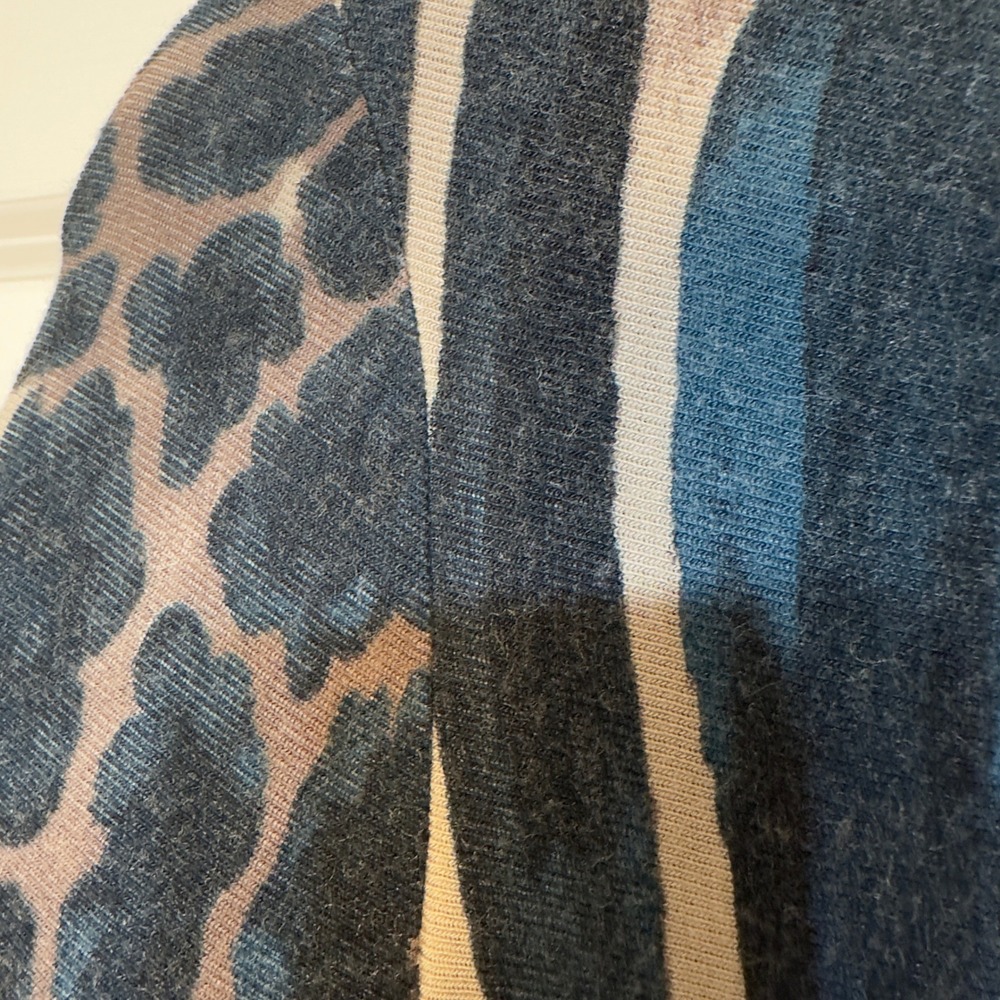Cache Sheath Dress Animal Print/Stripe Ruched Bodycon Maximalism Brown‎ Blue M - Picture 5 of 5